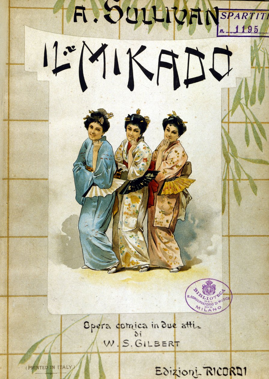Partytura „Mikado” Gilberta i Sullivana. Biblia Konserwatorium Muzycznego w Mediolanie. autorstwa School Italian