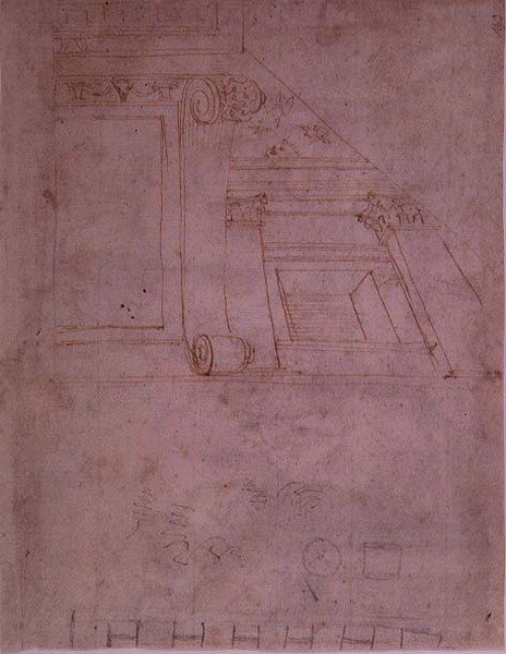 Studium elewacji (kreda na papierze) autorstwa School Italian