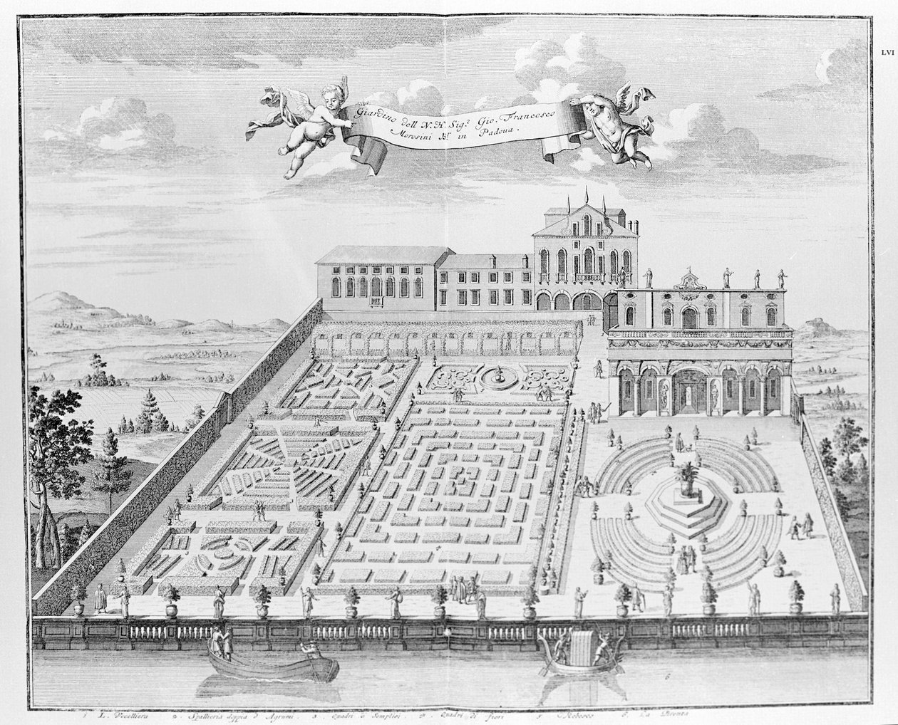 Villa Papafava z „Wille, ogrody i krajobraz w Wenecji” A. Volkamera (grafika) autorstwa School Italian