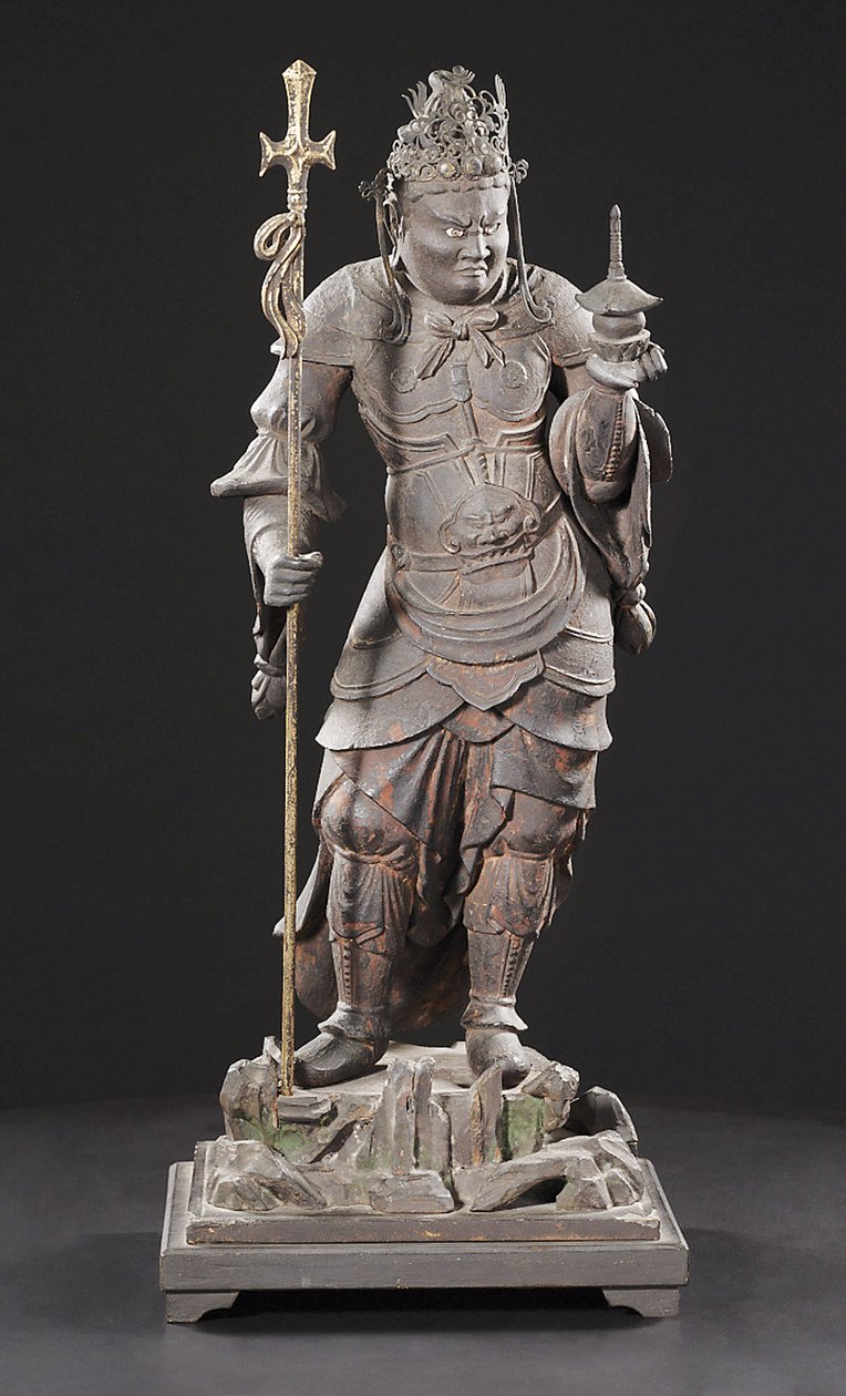 Bishamonten, okres Kamakura (drewno, metal, złoto płatkowe i pigment) autorstwa Japanese School