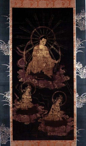 Budda i Bodhisattwowie, okres Muromachi (1393-1573) (malarstwo na jedwabiu) autorstwa School Japanese