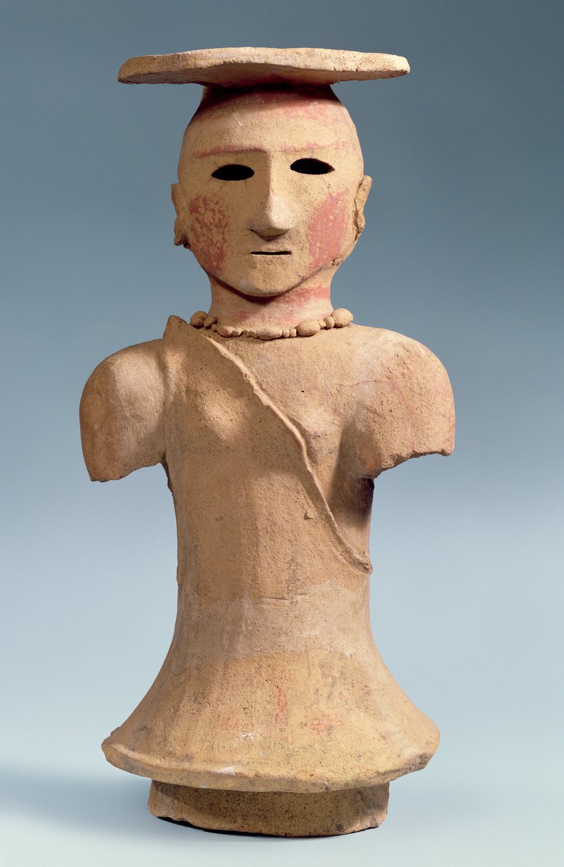 Figura szamanki Haniwa, V-VI w. (ceramika z dekoracją malarską) autorstwa Japanese School