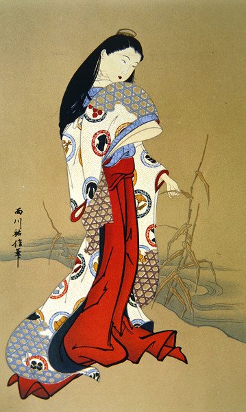 Japonka z okresu Genroku (kolor lito) autorstwa School Japanese