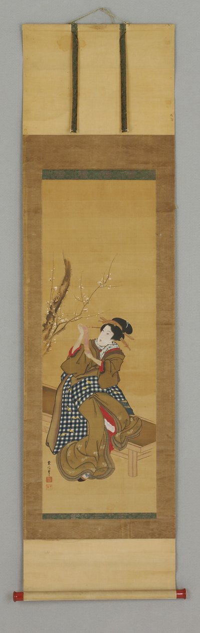 Ukiyoe, woman seated on bench autorstwa Japanese School