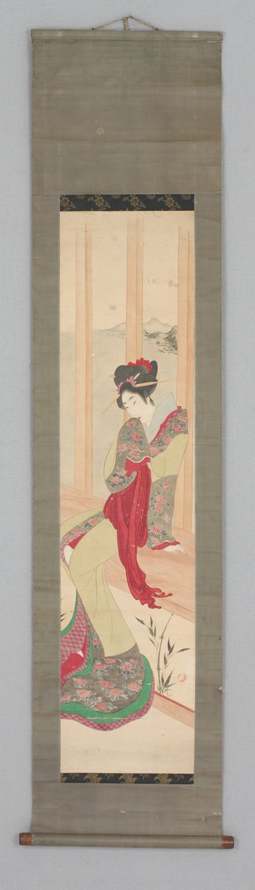 Kobieta na siedzeniu przy oknie (Kakemono) autorstwa Japanese School