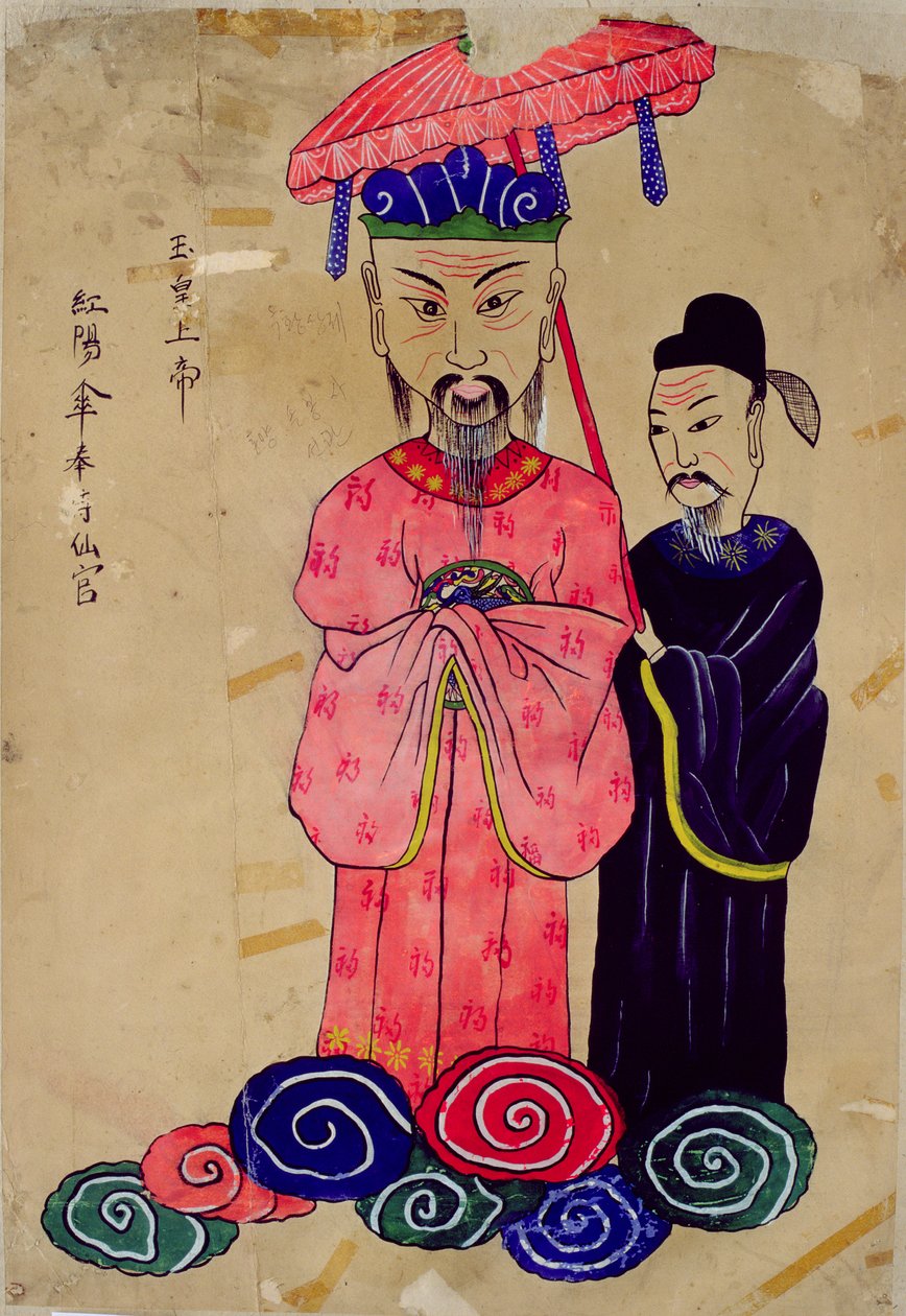 Koreańskie bóstwo lub "Okhwangsangje" (naturalny pigment na papierze) autorstwa School Korean