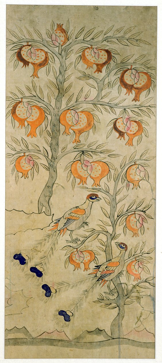 Panel z ośmiokrotnego ekranu (naturalne pigmenty na papierze) autorstwa School Korean