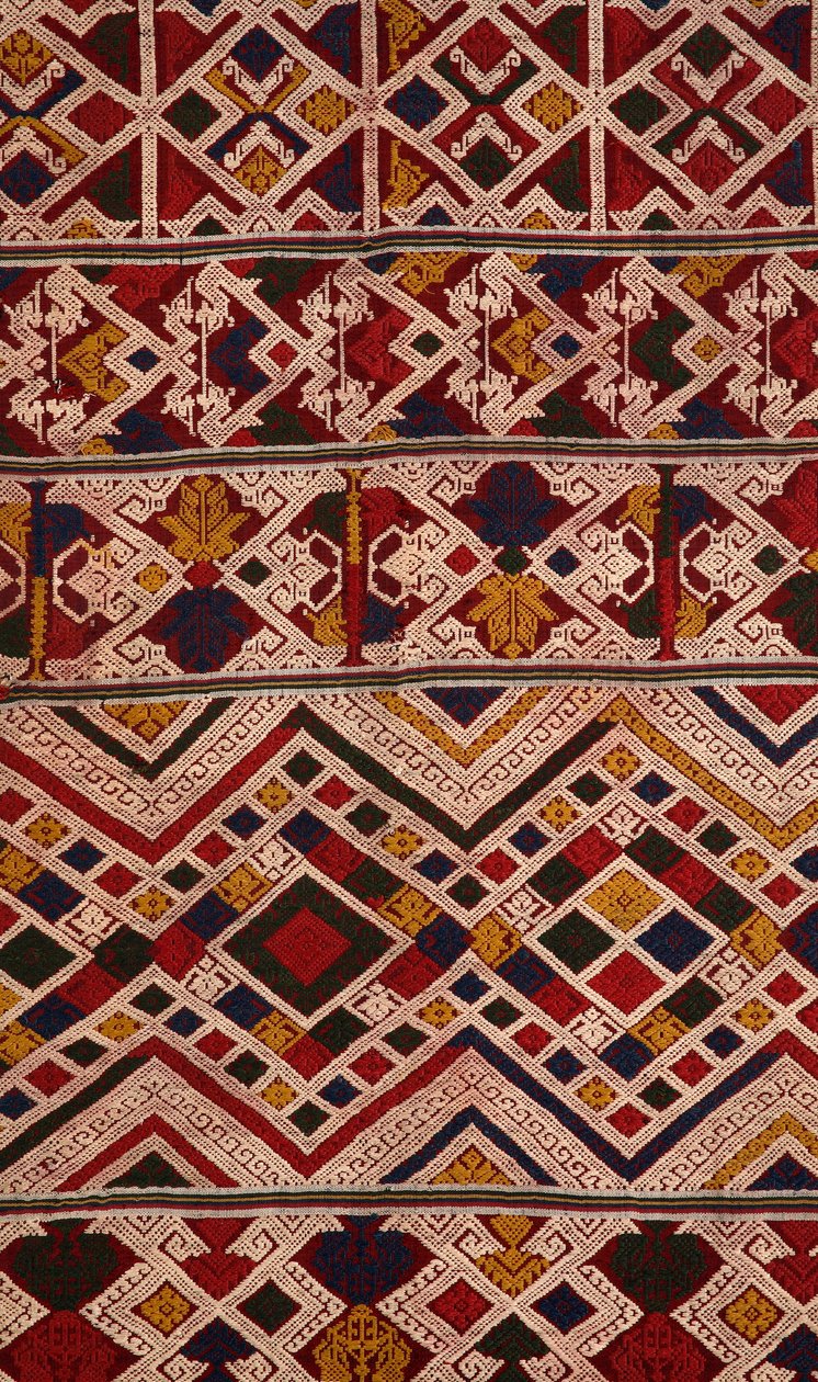 Fragment phaa sabai wykonany przez tkaczy Tai Nuea lub Tai Daeng z Hua Phan w Laosie (tekstylia) autorstwa School Laotian