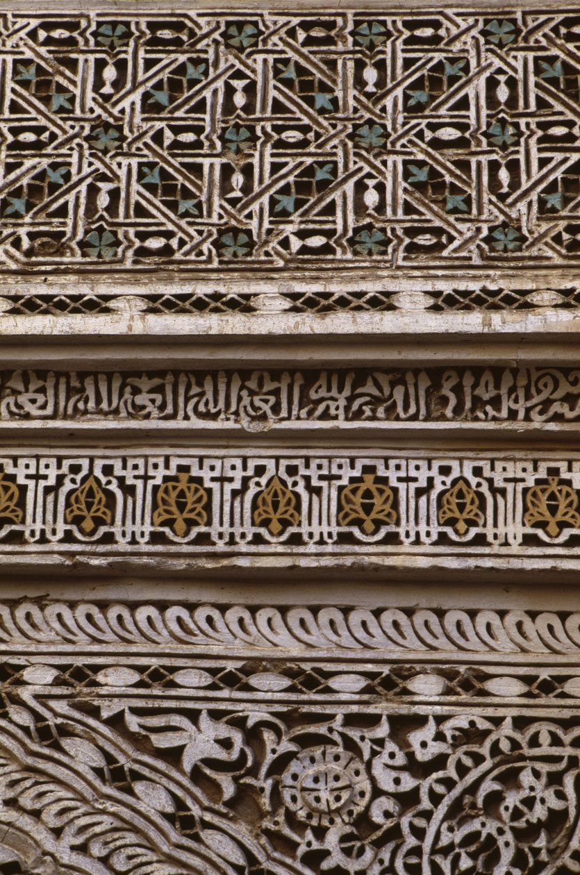 Szczegół bramy Wielkiego Meczetu (stiuk) autorstwa School Moroccan