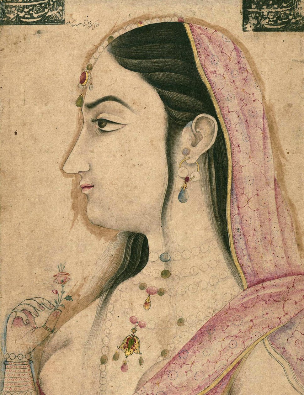 Lal Kunwar, ulubieniec VIII cesarza Mogołów Jahandara Szacha (zm. 1125 AH/AD 1713), miniatura Mogołów (papier z atramentem, farbą i złotem na tekturze) autorstwa School Mughal