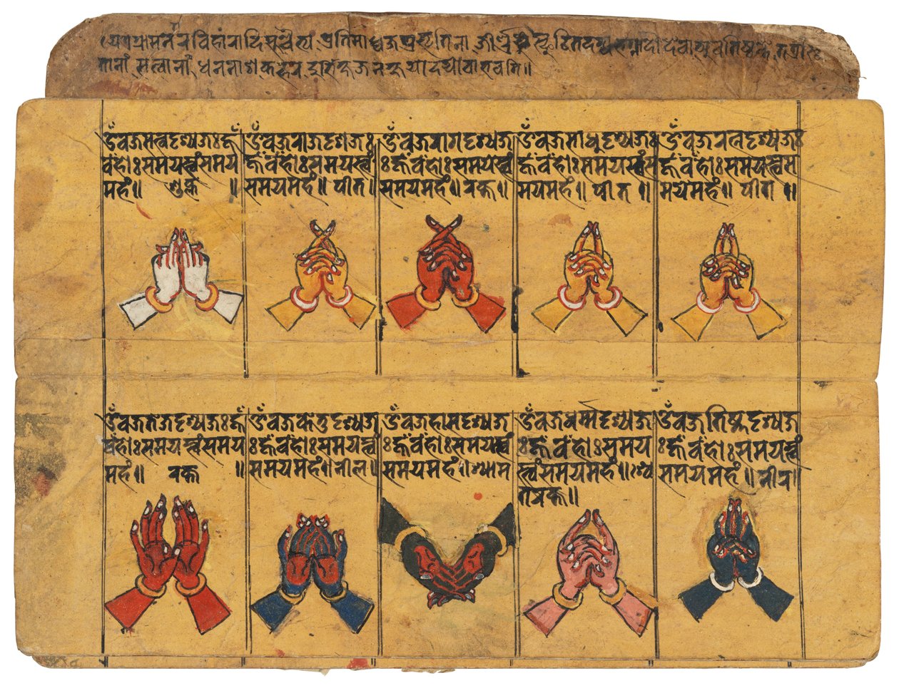 Rękopis Thyasapu z ikonograficznymi ilustracjami mudr, Nepal autorstwa School Nepalese