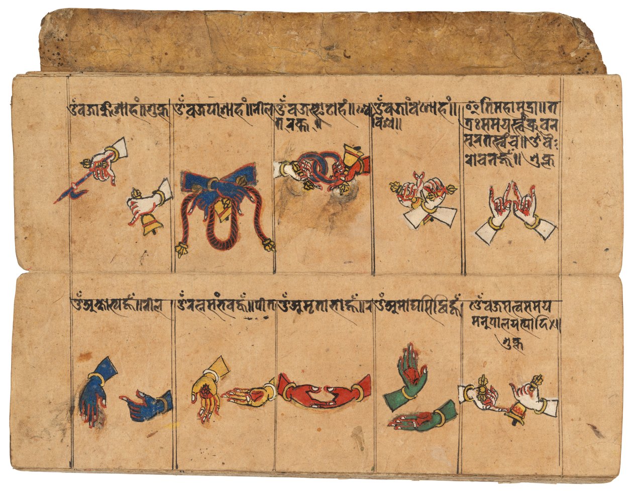 Rękopis Thyasapu z ikonograficznymi ilustracjami mudr, Nepal autorstwa School Nepalese