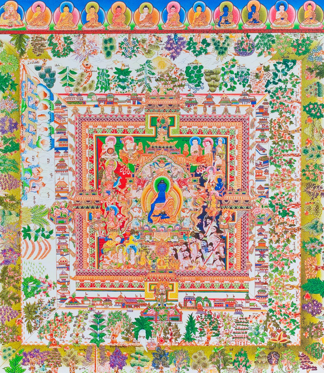Mandala Buddy Medycyny, Nepal (malarstwo) autorstwa School Nepalese