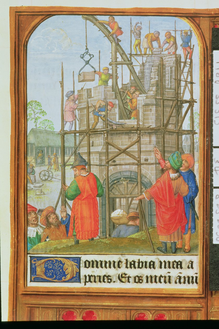 Dodaj 35313 f.34 Budynek wieży Babel, Brugia lub Gandawa, ok. 1500 (welum) autorstwa School Netherlandish