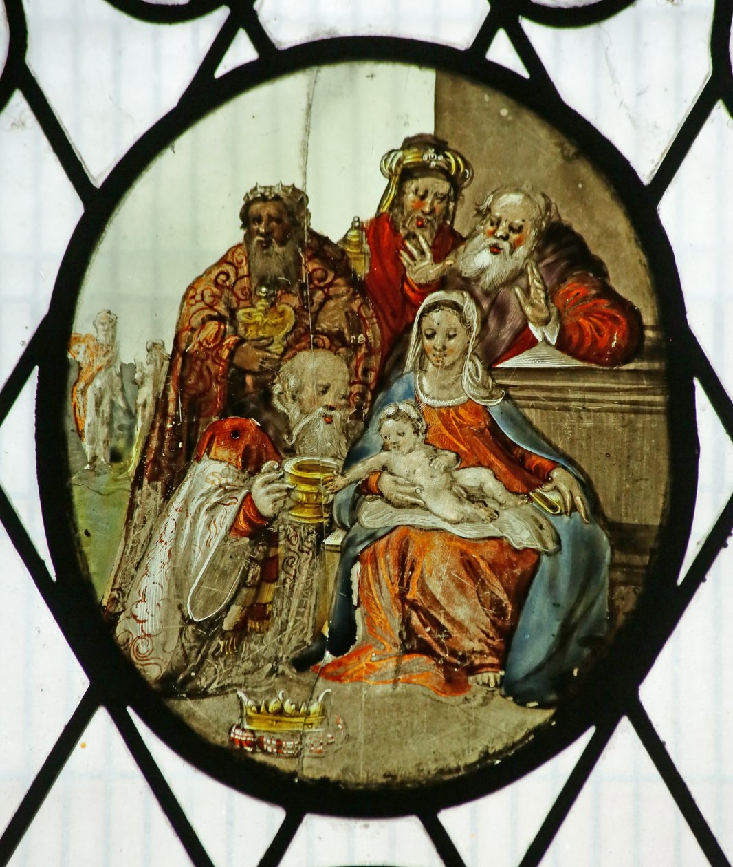 Roundel: Pokłon Trzech Króli (witraż) autorstwa School Netherlandish