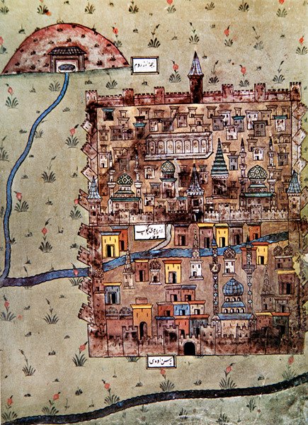Mapa Erzerum, Turcja ok. 1600 (kolor lito) autorstwa School Ottoman