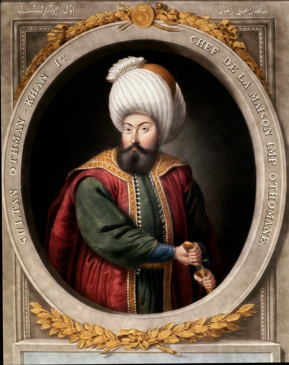 Imperium Osmańskie: portret pierwszego sułtana Osmana I (1299-1326). Biblioteka Topkapi Sarayi w Stambule autorstwa School Ottoman