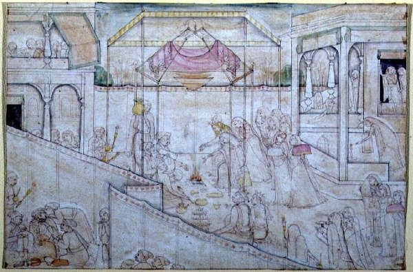 47.110/1759 Małżeństwo Nala i Damayanti, od „Nala Damayanti”, przypisywane Ranjha, Chamba, Himachal Pradesh autorstwa School Pahari