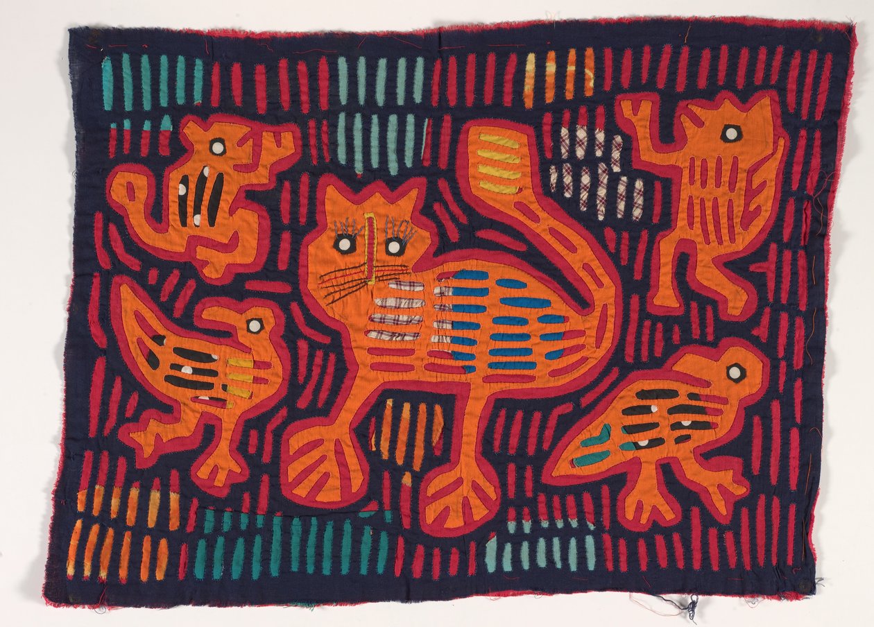 Panel koszuli (mola), Kuna People, Wyspy San Blas, ok. 1950 (bawełna z aplikacjami) autorstwa School Panamanian