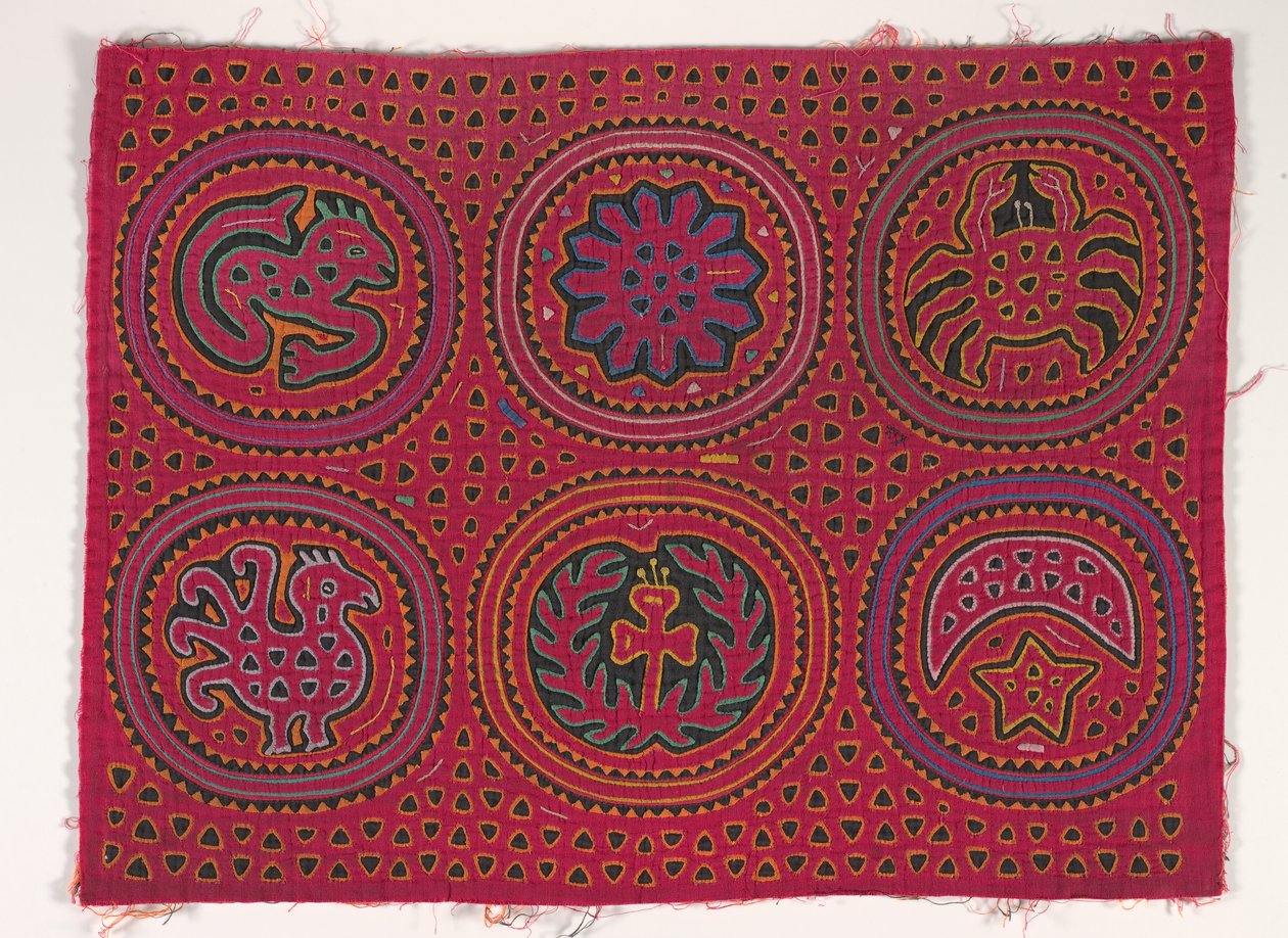 Panel koszuli (mola), Kuna People, Wyspy San Blas, ok. 1950 (bawełna z aplikacjami) autorstwa School Panamanian