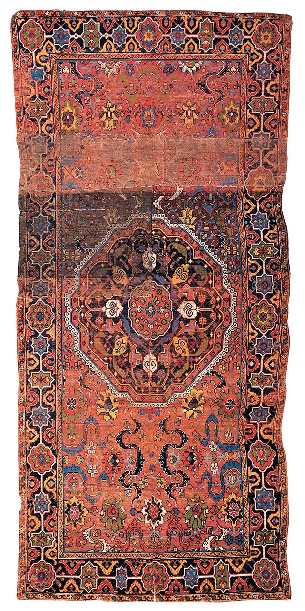 Dywan medalionowy, prawdopodobnie perski Kurdystan, koniec XVII lub początek XVIII wieku (wełna i bawełna) autorstwa School Persian