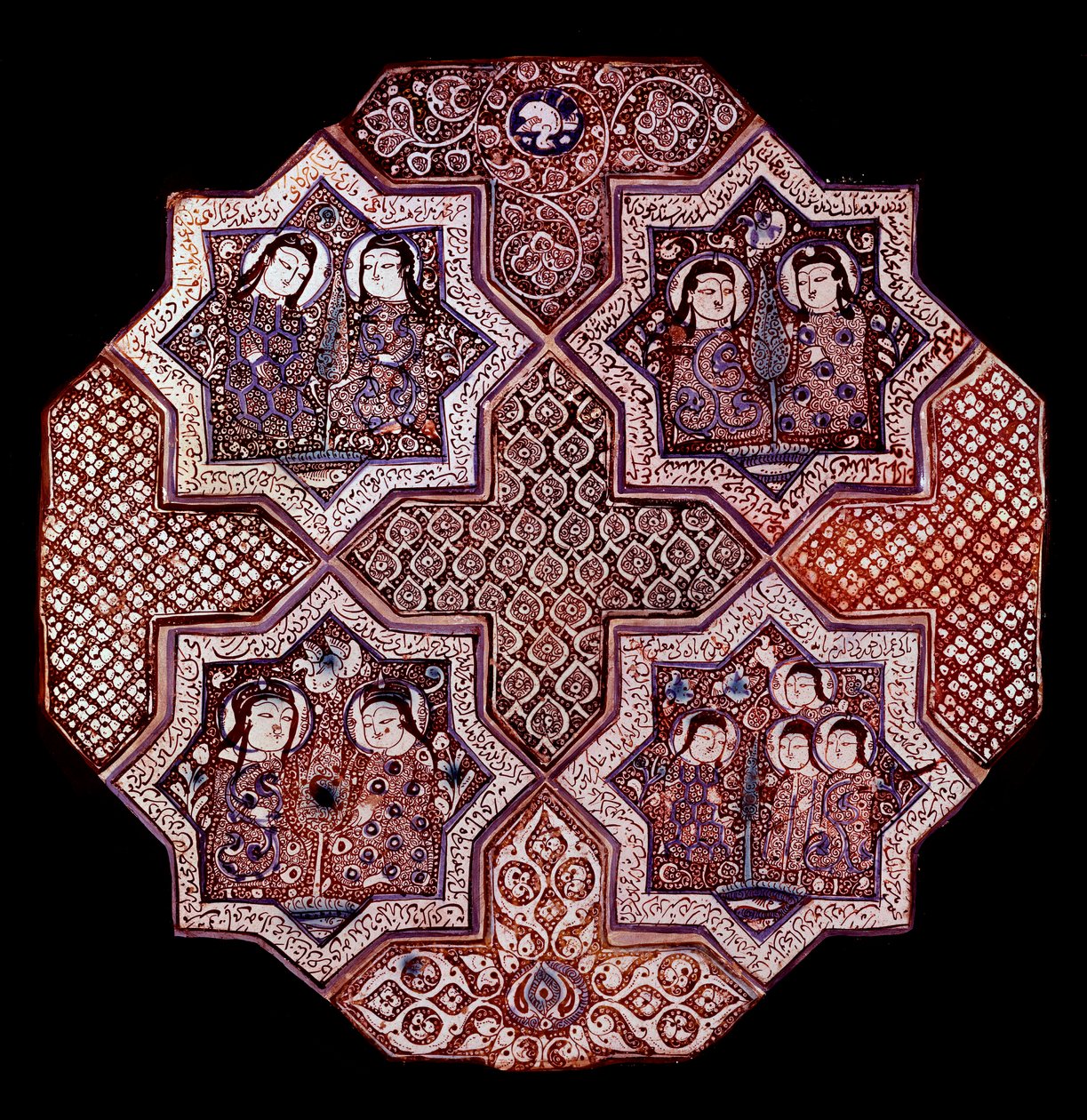 Sztuka perska: fragment ściennego panelu fajansowego z Damghan. Waszyngton. Muzeum Sztuki autorstwa School Persian