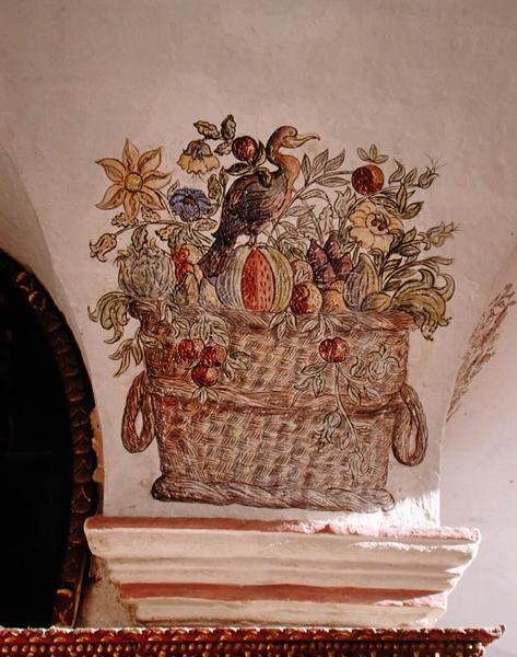 Kosz kwiatów z Patio de las Naranjas (mural) autorstwa School Peruvian