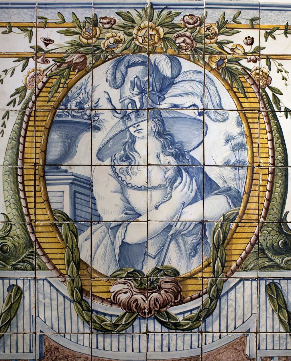 Tablica ozdobna z portretem kobiety, Królewska fabryka Louca, Ratio, polichromia fajansowa autorstwa School Portuguese