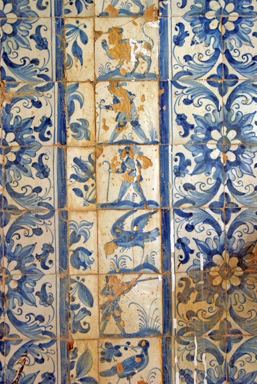 Panel przedstawiający sceny polowań, Tarouca, Portugalia (płytki ceramiczne) autorstwa School Portuguese