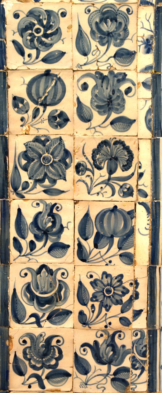 Panel przedstawiający różne gatunki kwiatów, Tarouca, Portugalia (płytki ceramiczne) autorstwa School Portuguese