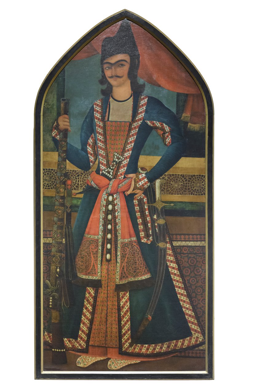 Książę Qajar, prawdopodobnie Bahram Mirza, Abolhassan (olej na płótnie) autorstwa School Qajar