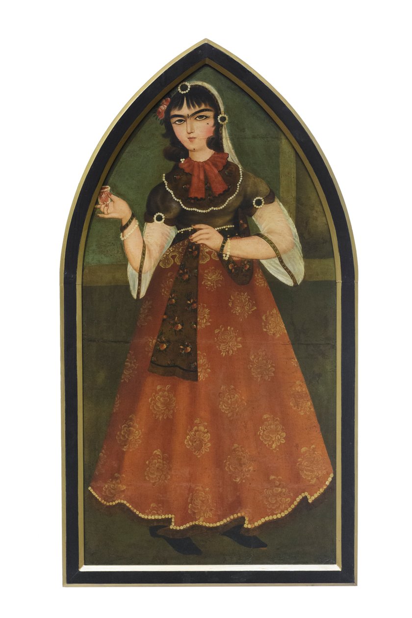Młoda kobieta, wyznawca Mohammada Hassana, nieznany artysta (olej na płótnie) autorstwa School Qajar