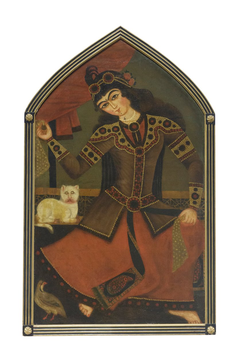 Młoda kobieta, artysta nieznany (olej na płótnie) autorstwa School Qajar