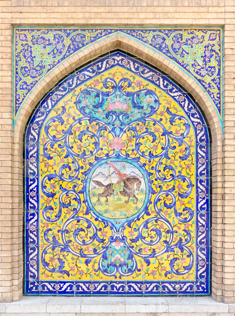 Płytki w pałacu Golestan, Teheran, Iran (zdjęcie) autorstwa School Qajar