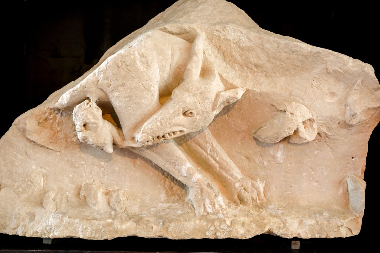 Wilczyca i bliźnięta Romulus i Remus, II wiek (rzeźba) autorstwa School Roman