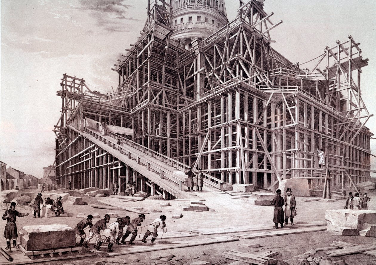 Budowa cerkwi Pałacu Zimowego (Petersburg). Malarstwo Szkoły Rosyjskiej autorstwa School Russian