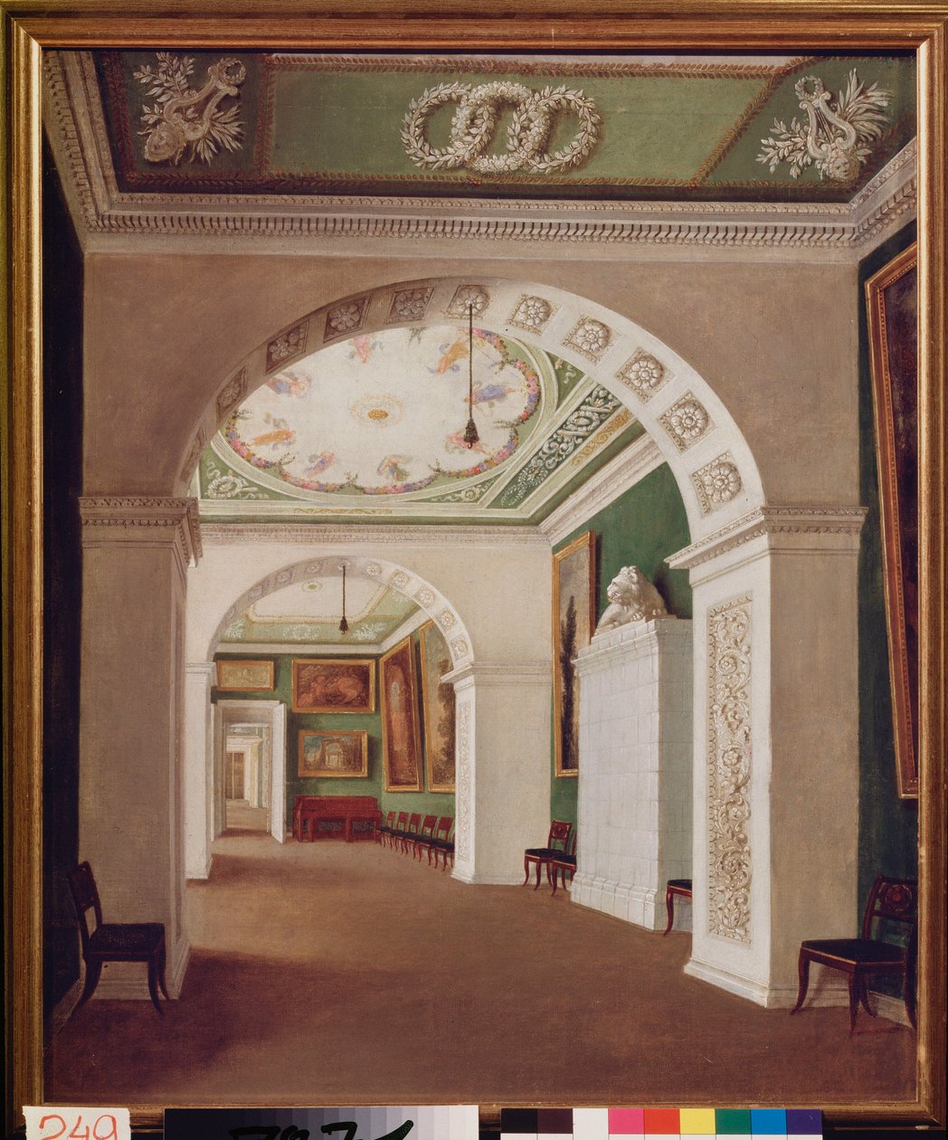 Zestaw pokoi w Pałacu Stroganowa w Sankt Petersburgu. Obraz rosyjskiego mistrza, olej na płótnie, ok. 1840 r. Sztuka rosyjska autorstwa School Russian