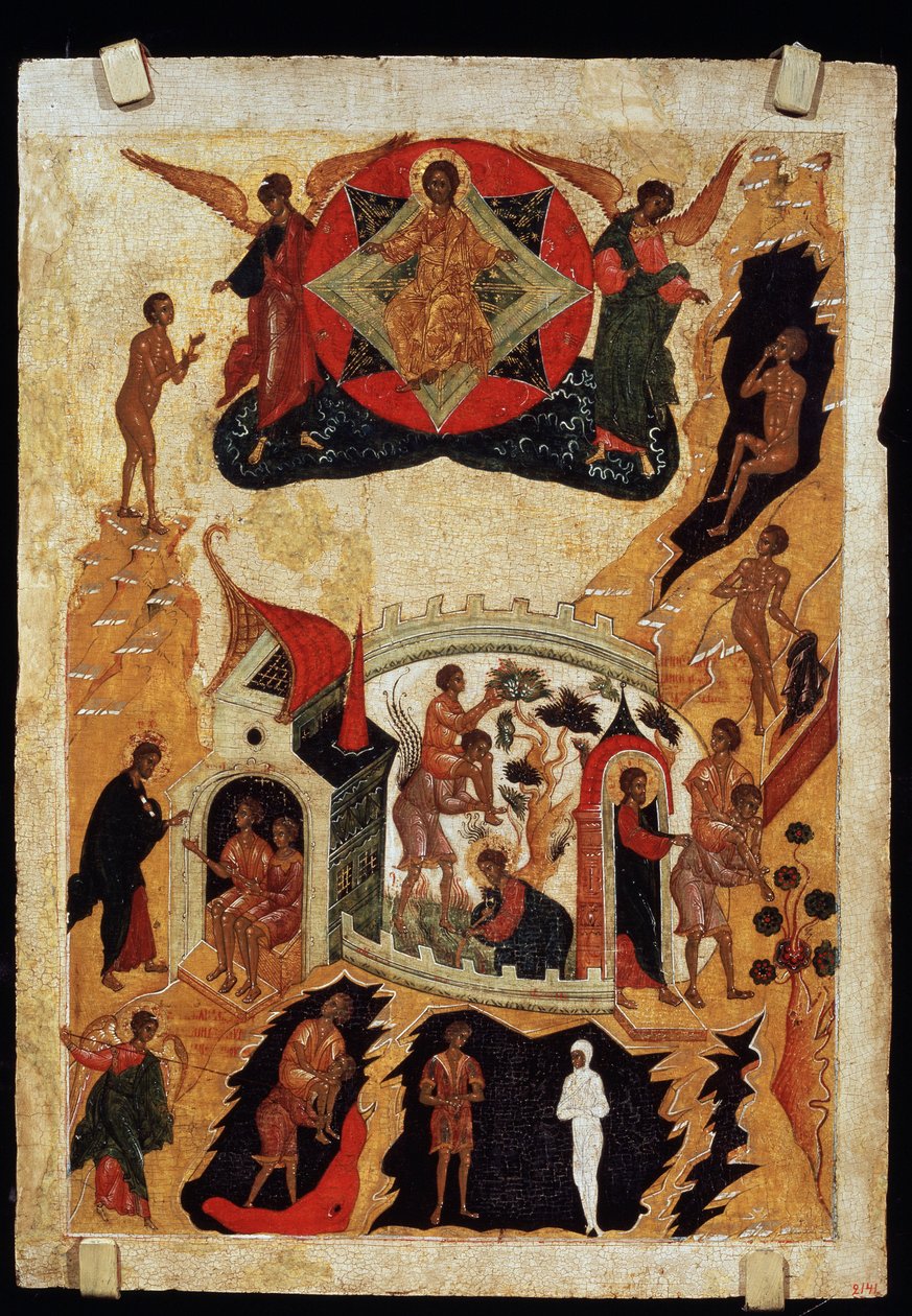 „Przypowieść o chromych i niewidomych”” Ikona rosyjska. Malarstwo na drewnie około 1550 r. Państwowe Muzeum Rosyjskie Sankt Petersburg autorstwa School Russian