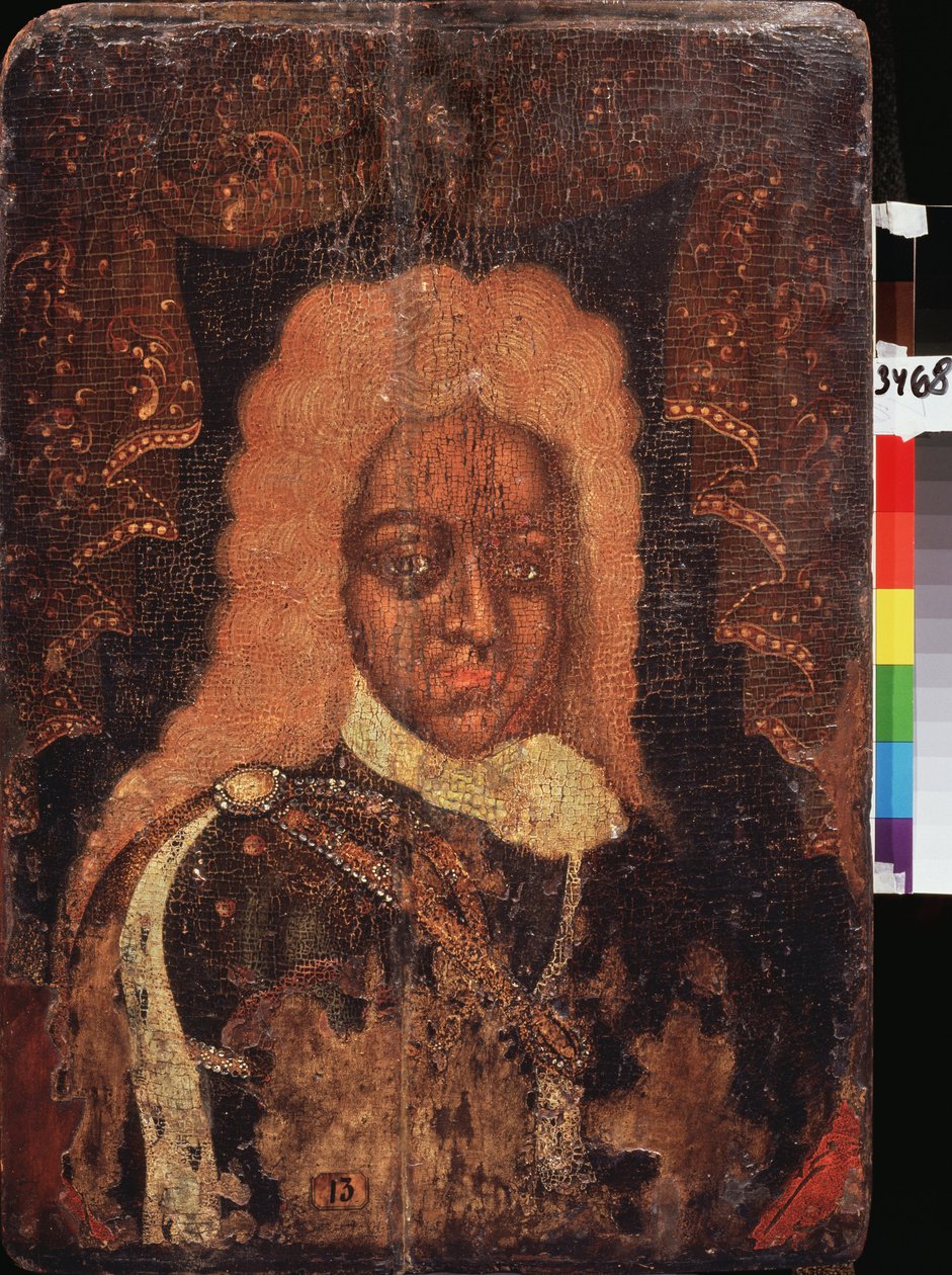Portret (Parsuna) carewicza Aleksisa Pietrowicza (1690-1718). Malarstwo rosyjskiego mistrza, tempera na drewnie, pocz. XVIII w. Tradycyjna sztuka rosyjska autorstwa School Russian
