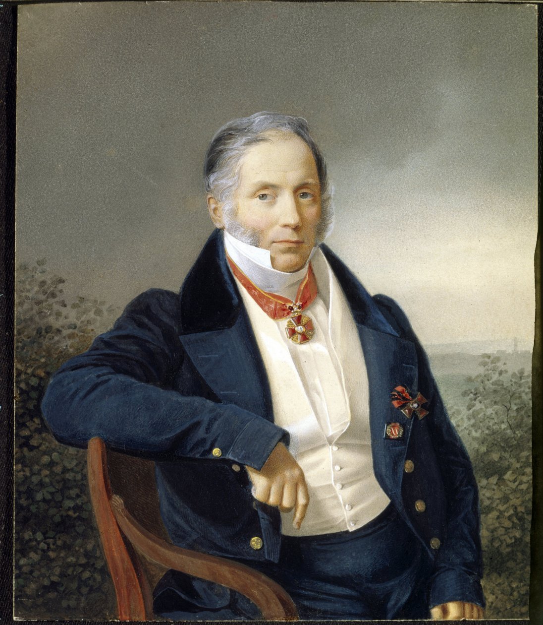Portret malarza Aleksandra Sauerwelda (1782-1844). (Portret malarza A. Sauerwelda). Malarstwo anonimowe, olej na płótnie, debiut XIX w. Sztuka rosyjska autorstwa School Russian
