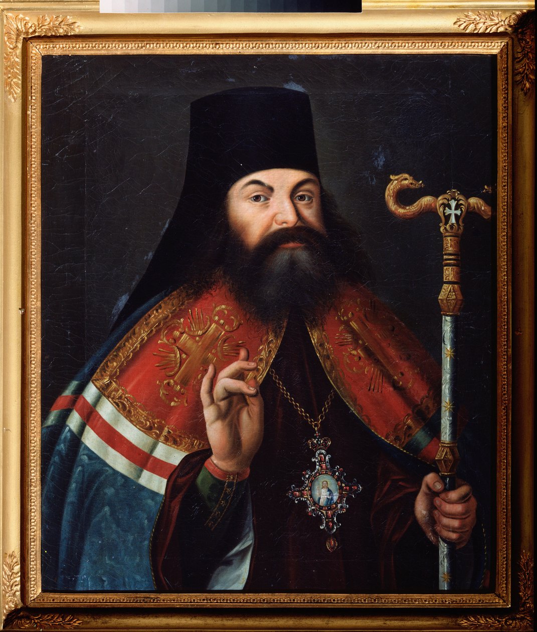 Portret poety Teofana (Feofana) Prokopowicza (Teofana Prokopowicza) (1681-1736), teologa i arcybiskupa Nowogrodu (Rosja). Obraz rosyjskiego mistrza, olej na płótnie, połowa XVIII wieku. Rosyjskie Państwowe Archiwum Literatury i Sztuki, Moskwa. autorstwa School Russian