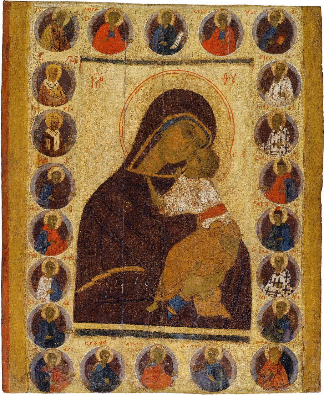 Ikona rosyjska: Matka Boża Czuła z wybranymi świętymi. Tempera na desce, II poł. XV w., Muzeum Historii i Sztuki, Suzdal autorstwa School Russian