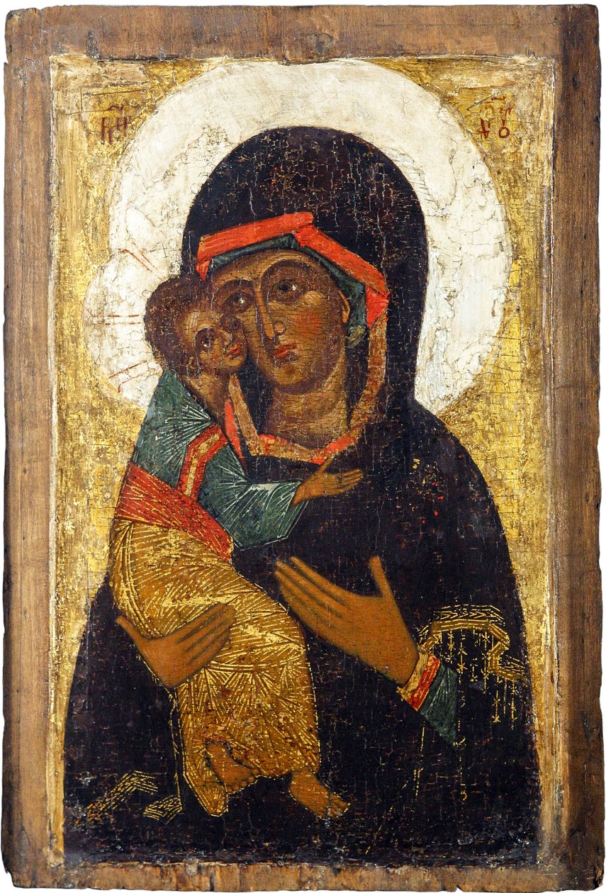 Ikona rosyjska: Dziewica Włodzimierza. Tempera na desce, I poł. XV w., Muzeum Historii i Sztuki, Suzdal autorstwa School Russian
