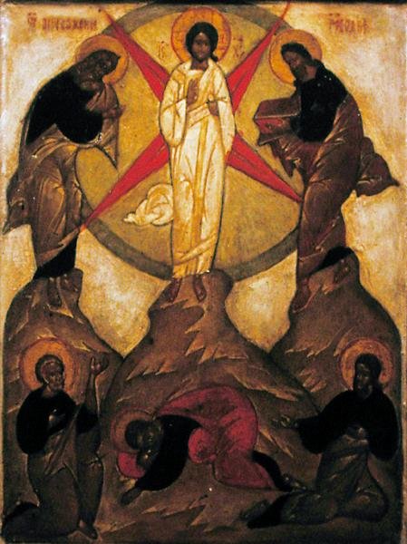 Agonia w ogrodzie (tempera i złoty płatek na panelu) autorstwa School Russian