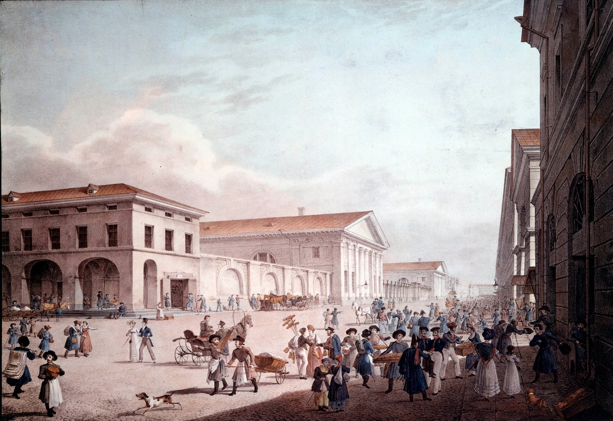 Widok Sankt Petersburga, ulica Sodowaja w 1820 r. Anonimowy obraz autorstwa School Russian
