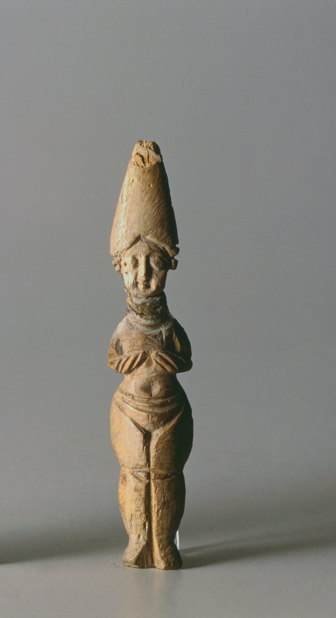 Figurka z wysokim kapeluszem, z Suzy, Iran, IV-VI wne (kość) autorstwa School Sasanian