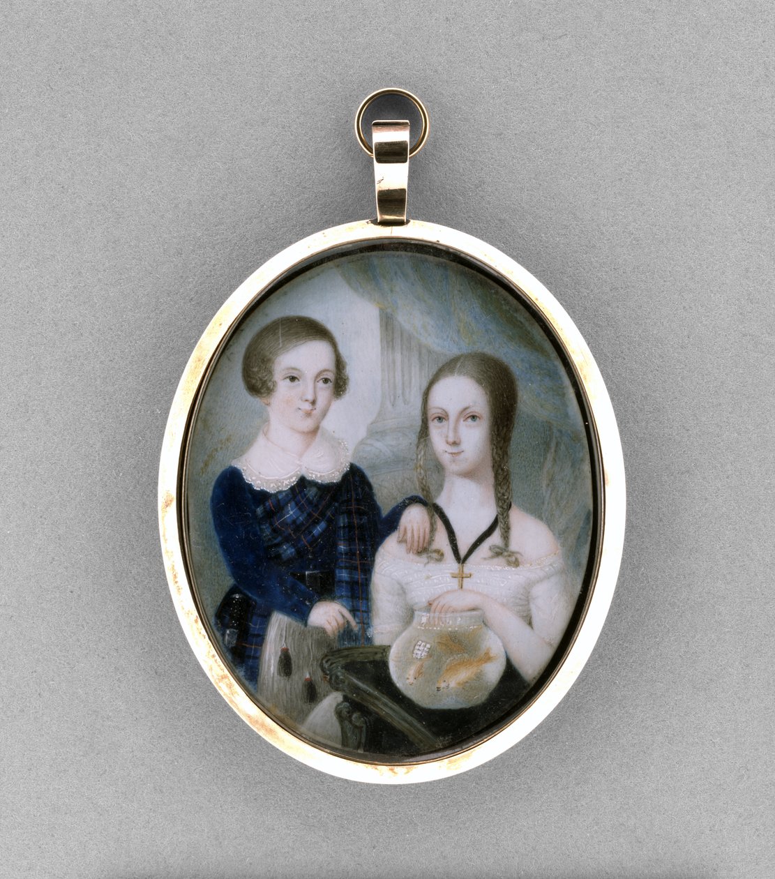 Portret brata i siostry, ok. 1840 (akwarela na kości słoniowej) autorstwa Scottish School