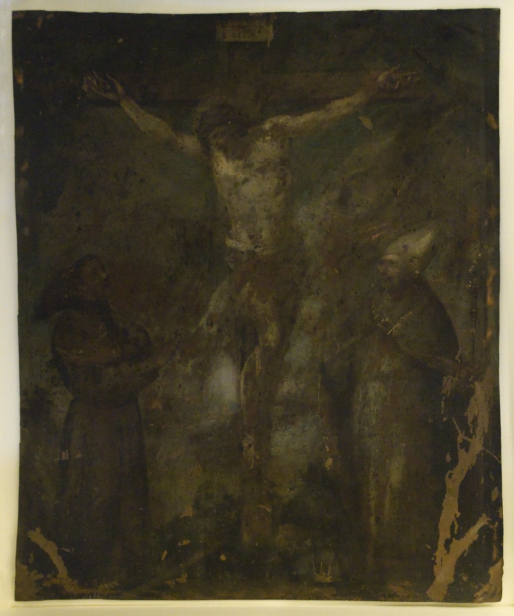 Ukrzyżowanie (Madonna On Verso) (olej na miedzi) autorstwa School Spanish