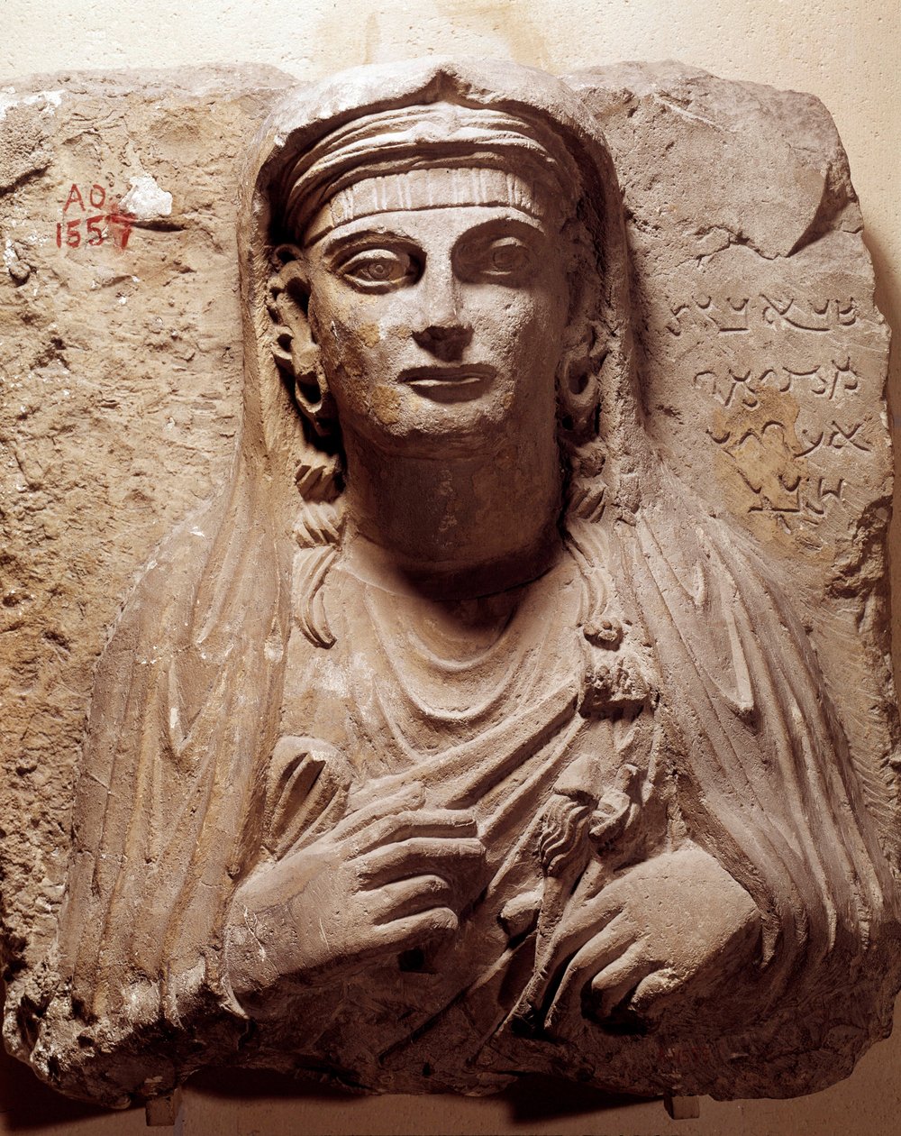 Starożytność wschodnia: popiersie pogrzebowe Saby. Z Palmyry. II-III wiek. Paryż, Luwr autorstwa School Syrian