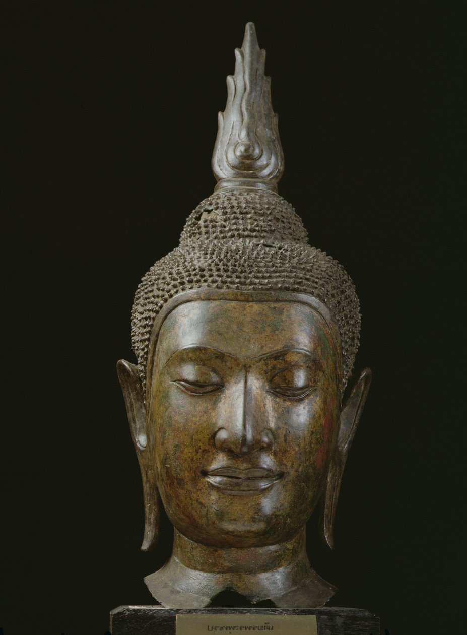 Głowa Buddy w medytacji (brąz) autorstwa School Thai